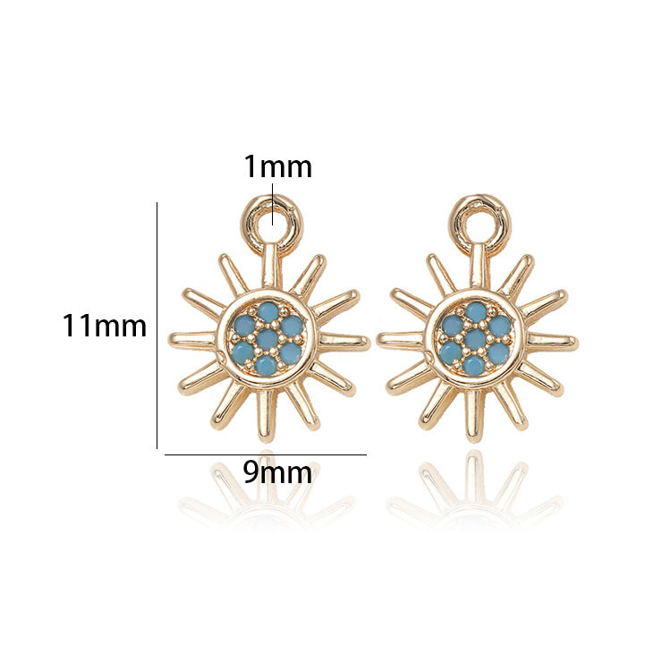 Pendentif à breloque 2 soleil orné de strass 14K GF