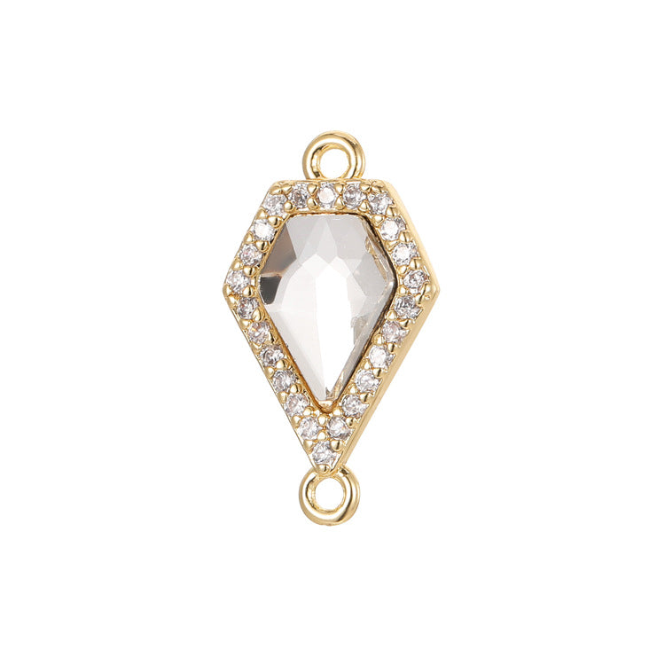 2 Double boucle étoile papillon coeur lune diamant charme connecteur strass embelli 14K GF