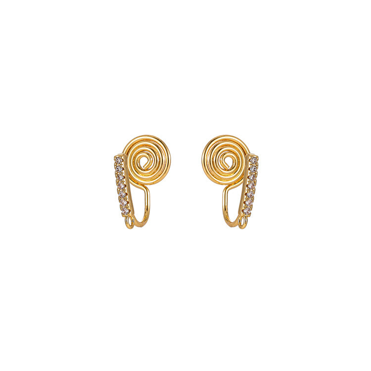 4 boucles d'oreilles à crochet en spirale ornées de strass 14K GF