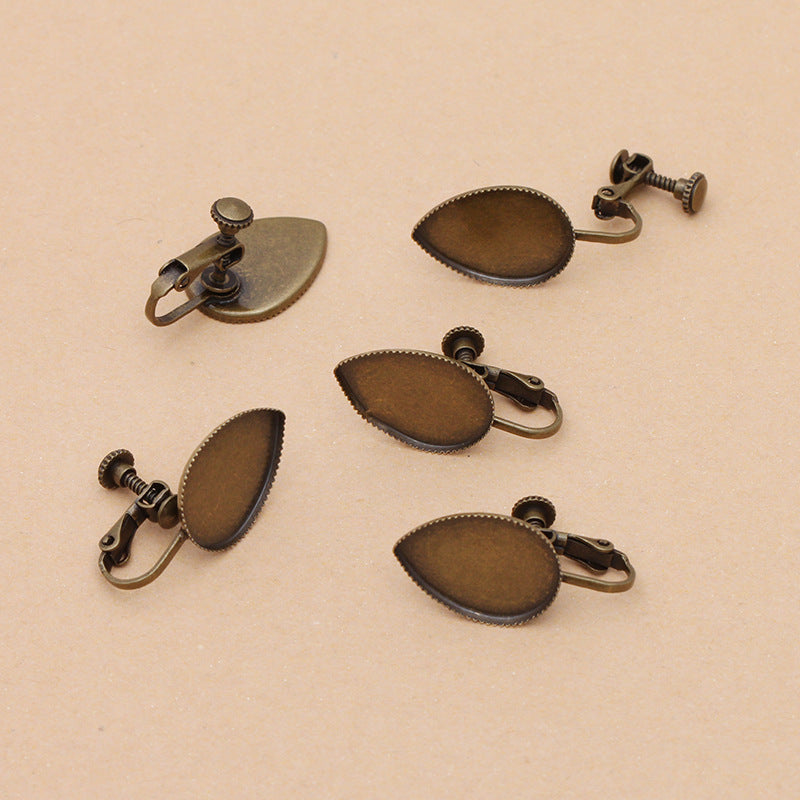 100 Ohrstecker mit gezackter Kante und Lünette, ohne Piercing, 18 kg, 13 x 18 mm, Wassertropfen-Cabochon, leere Basis, Edelsteinfassung