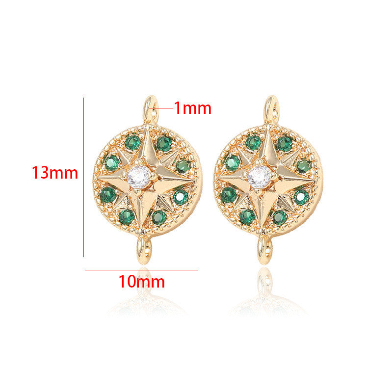 2 connecteurs de charme étoile à double boucle ornés de strass 14K GF