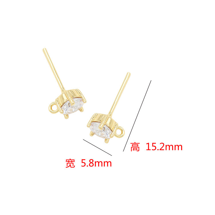 4 boucles d'oreilles à tige en pierre ronde avec boucle d'oreille ornée de strass 14K GF