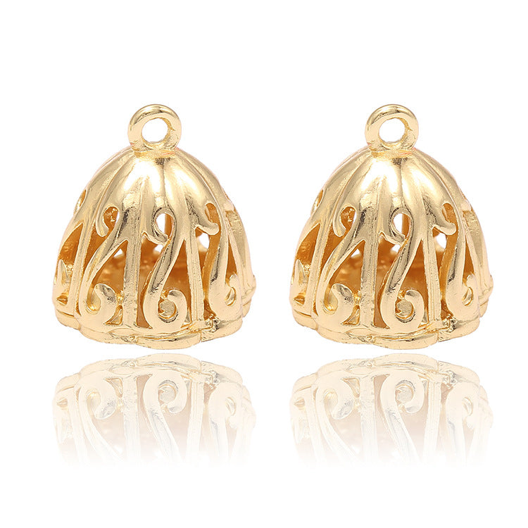 2 Hollow Lotus Seedpod Charm Pendant 14K GF