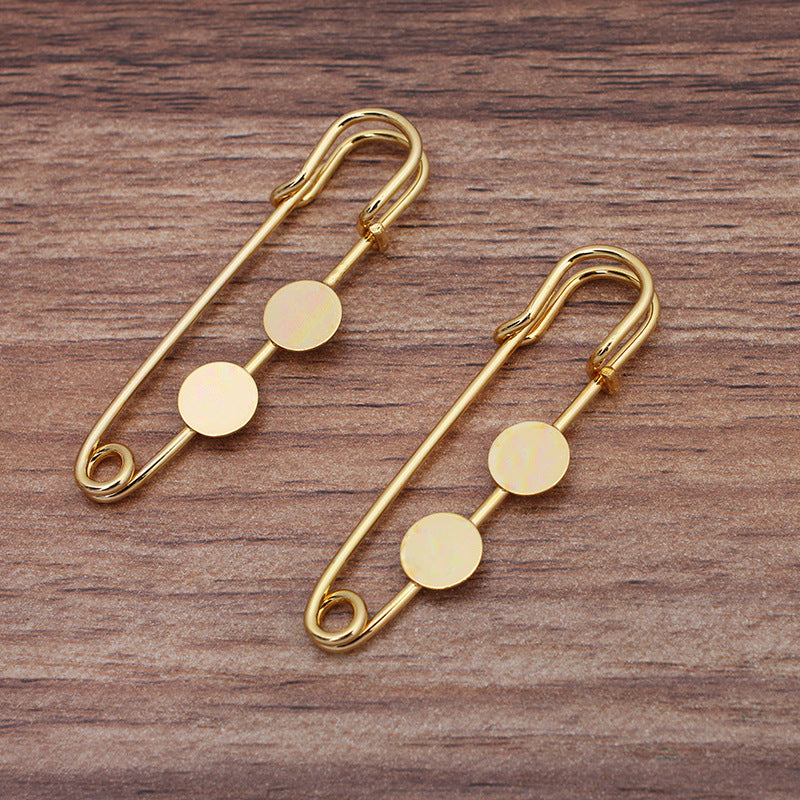 20 Safe Brooch Pin 18KGP 8mm 12mm Round Cabochon Blank Base Gemstone Piece Setting