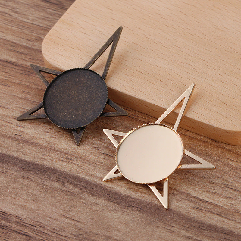 50 gezackter Rand, Lünette, Stern-Charm-Anhänger, 18 kg, 25 mm, runder Cabochon, leere Basis, Edelsteinfassung