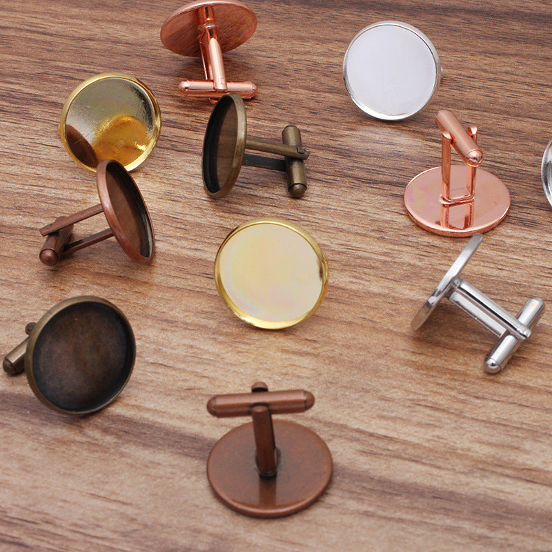 20 Bezel Cup Plain Cufflink 18KGP 12mm 14mm 16mm 18mm 20mm Round Cabochon Blank Base Gemstone Setting