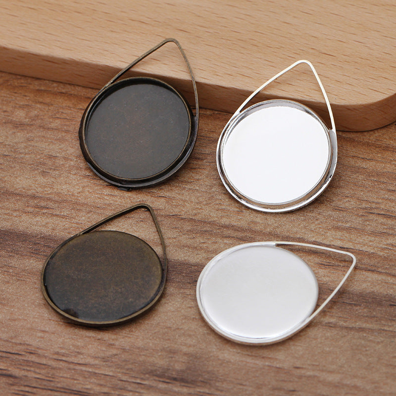 100 Round Cabochon Bezel Cup Waterdrop Star Charm Pendant 18KGP 20mm Flat Back Blank Base Gemstone Setting