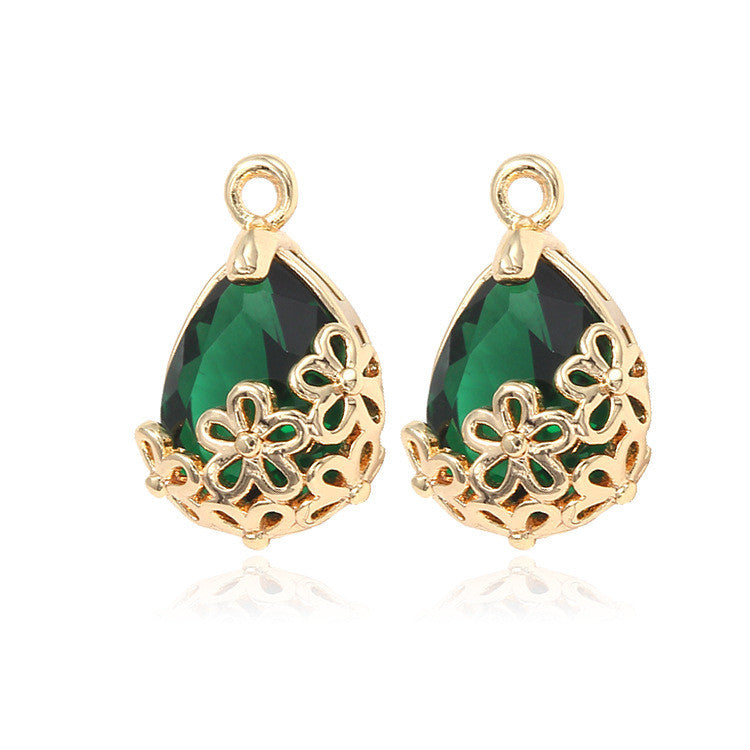 2 pendentifs à breloque goutte d'eau ornés de strass 14K GF