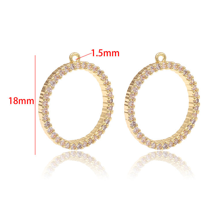Pendentif à breloque 2 cercles ronds orné de strass 14K GF
