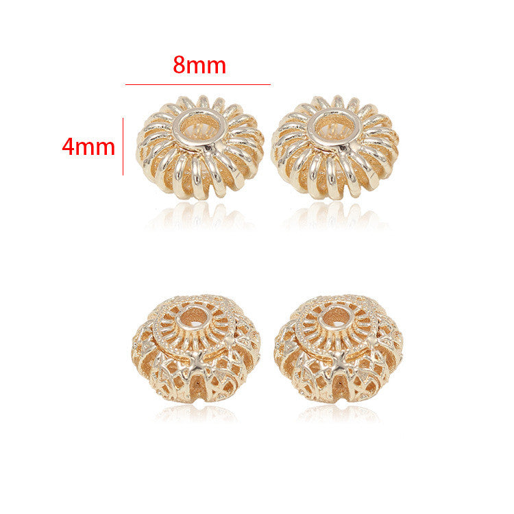 10 minuscules perles rondes creuses, pièce d'espacement de perles en cuivre 14K GF