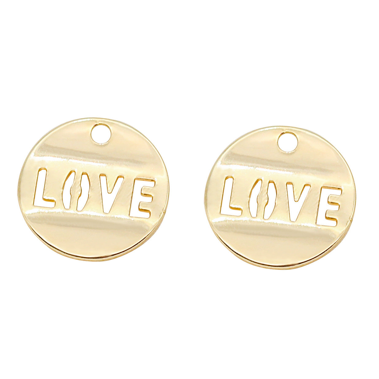 30 gebogene runde Love Piece Charm-Anhänger aus 14 Karat GF