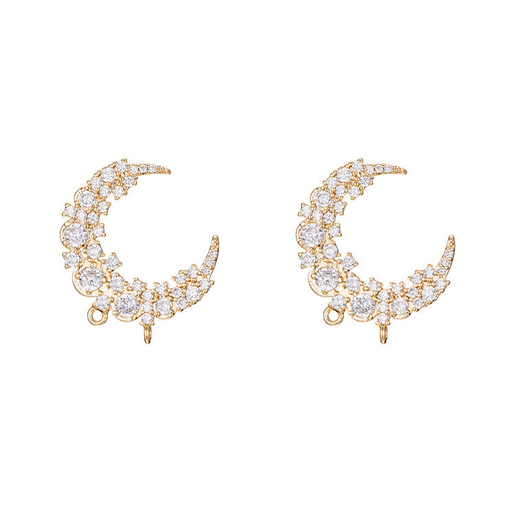 4 clous de nouvelle lune à double boucle ornés de strass 14K GF