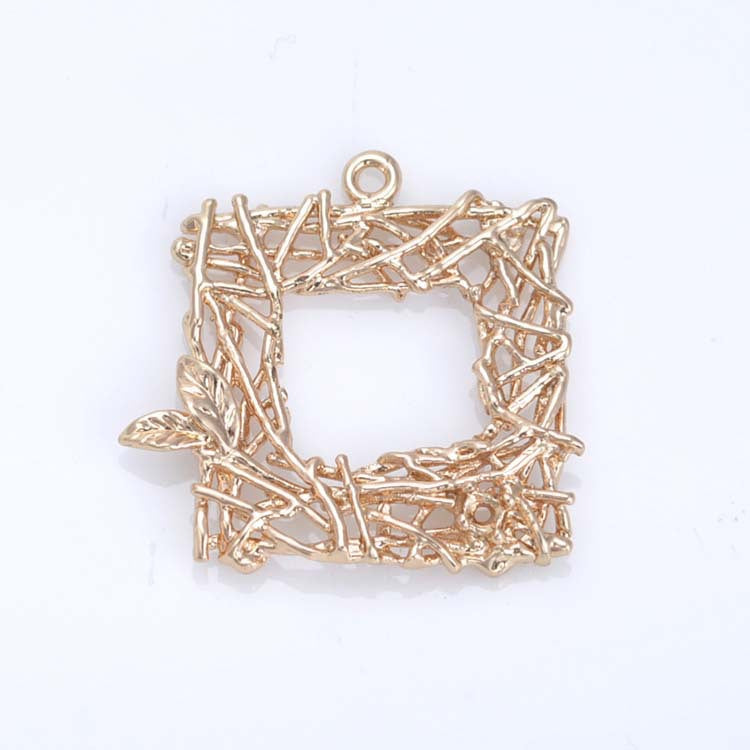 20 pendentif à breloque nid carré creux cercle 14K GF