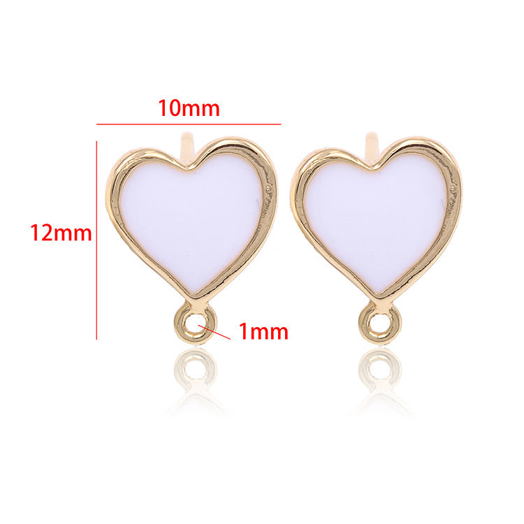 Boucles d'oreilles à 4 clous en forme de cœur avec boucle d'oreille ornée de coquillages 14 carats GF