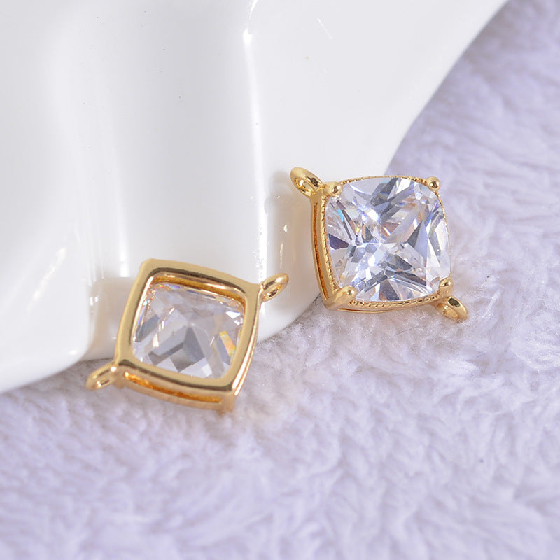 20 connecteurs de charme carrés à double boucle ornés de strass 14K GF