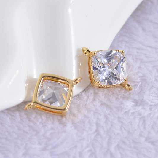 20 connecteurs de charme carrés à double boucle ornés de strass 14K GF