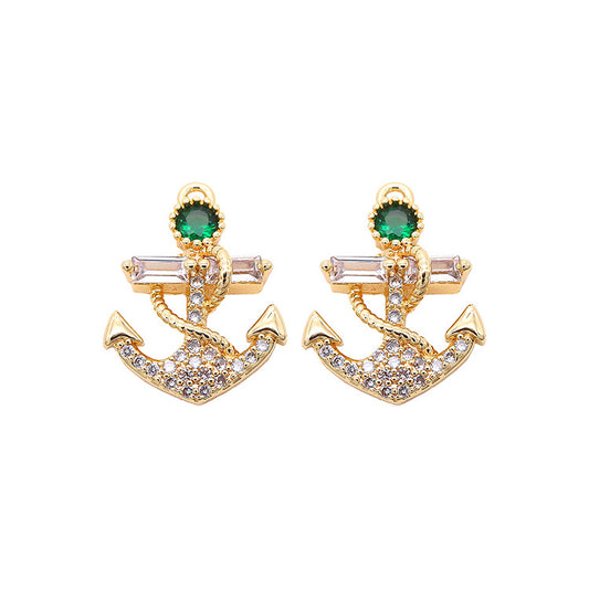 5 pendentif à breloque ancre orné de strass 14K GF