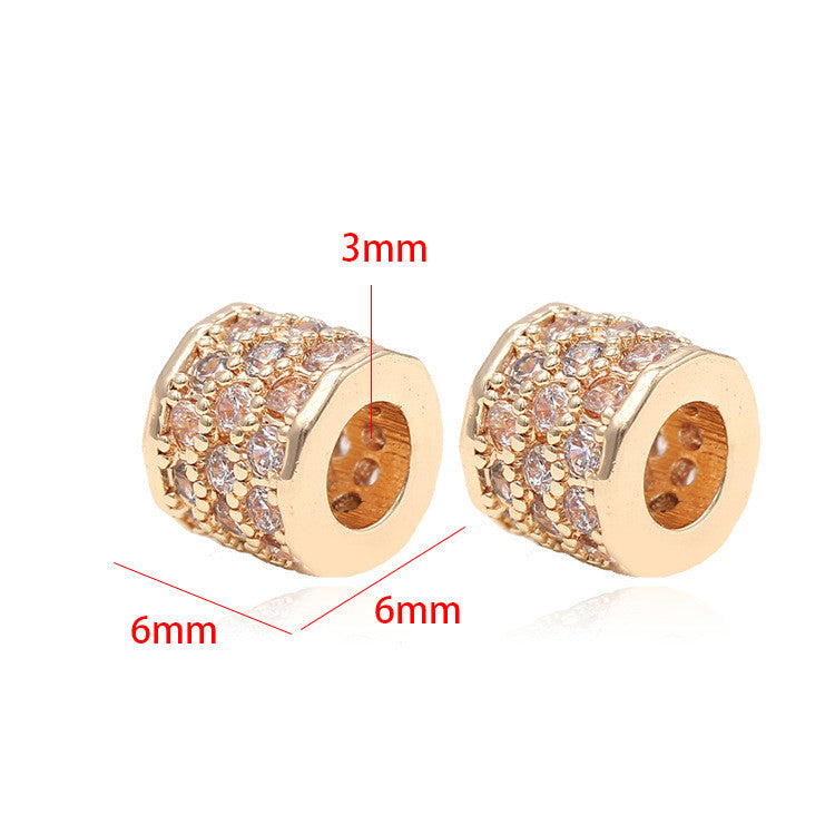 2 gros trous cylindre colonne perle 14K GF charme strass embelli perles entretoise
