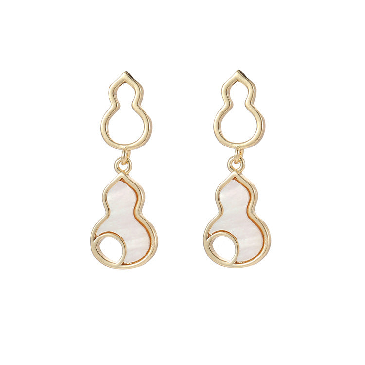 4 boucles d'oreilles à tige en forme de gourde, coquillage orné de strass 14K GF