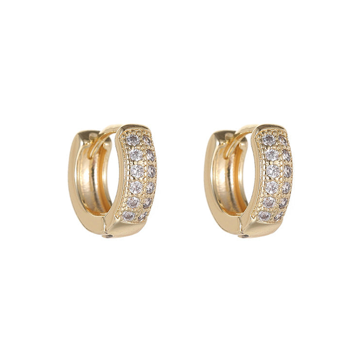 4 Round Star Floral Circle Hoop Earrings Rhinestone Embellished 14K GF Earing