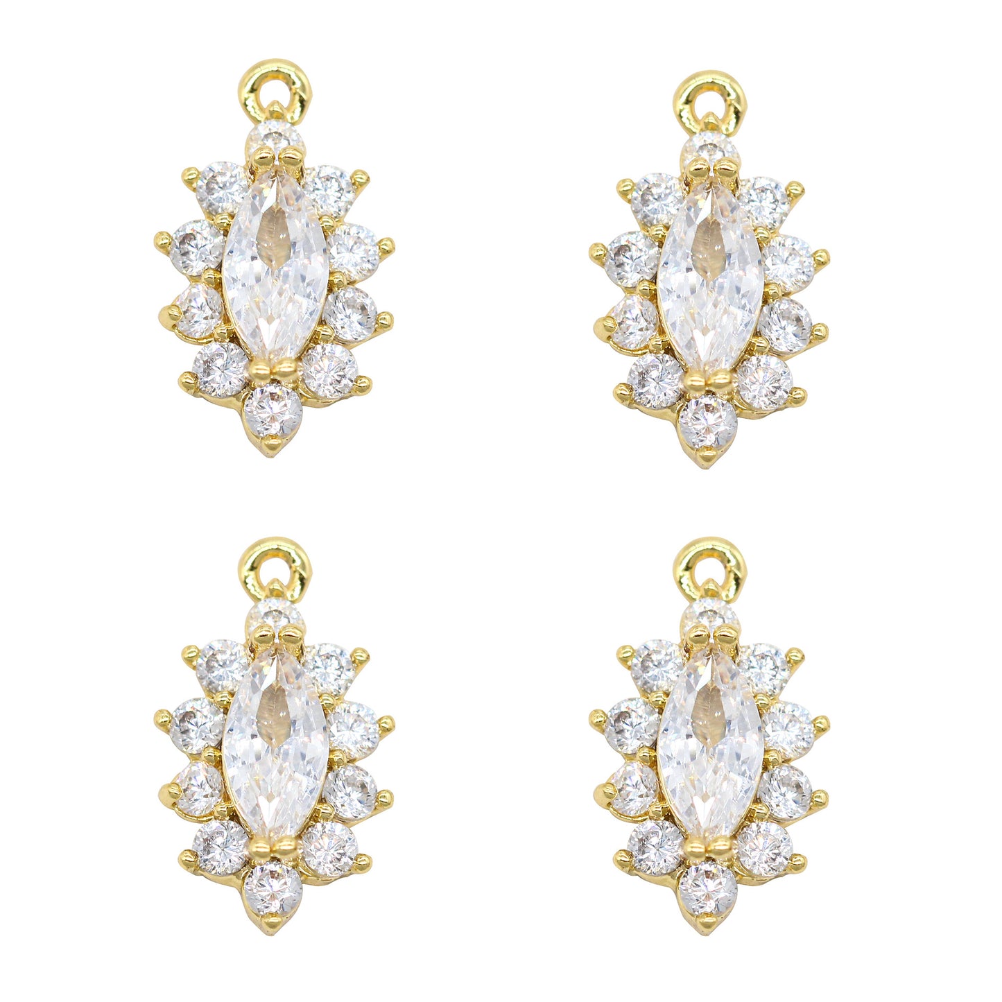 20 minuscules pendentifs à breloque olive strass embellis 14K GF