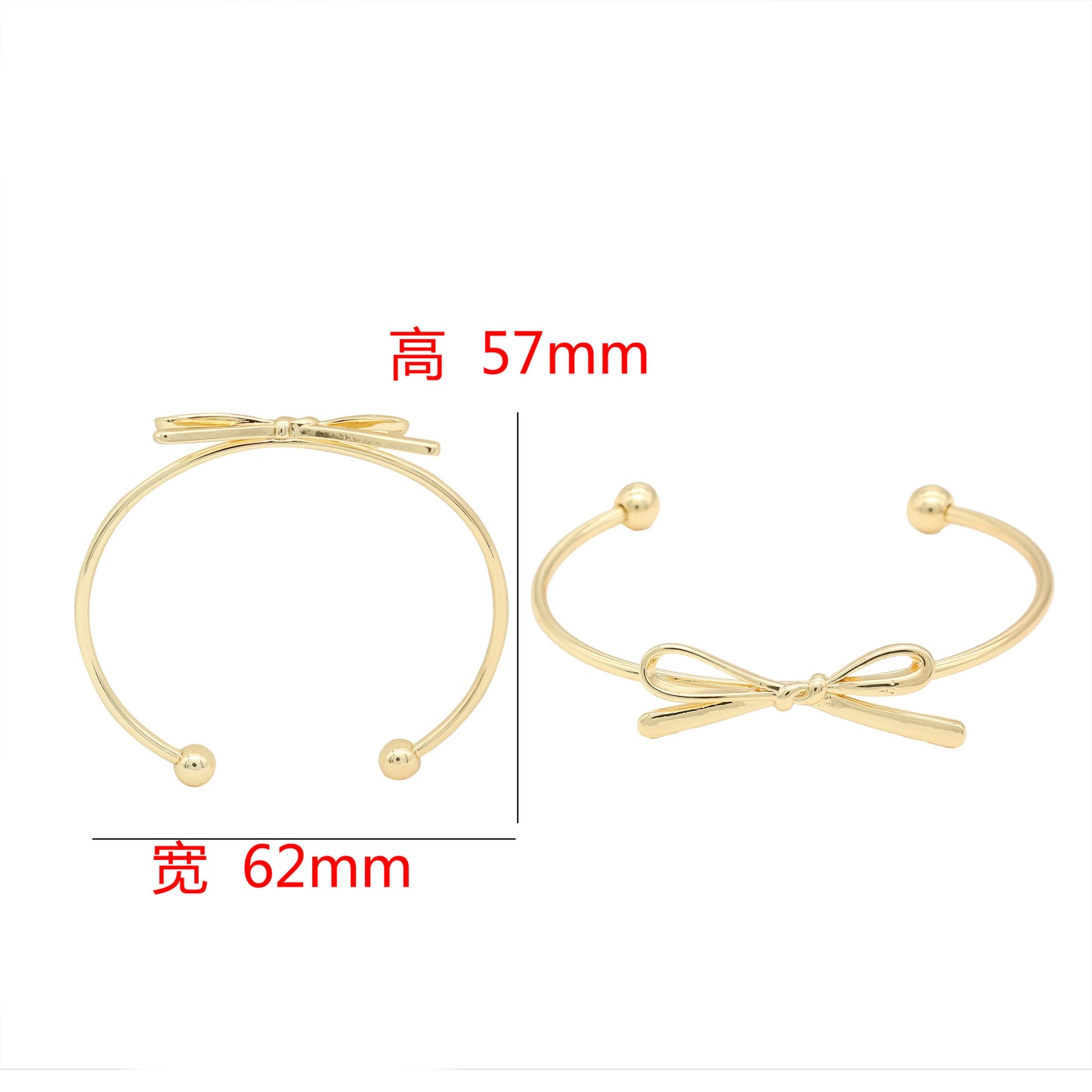 2 bracelets à nœud papillon en cercle ouvert 14K GF