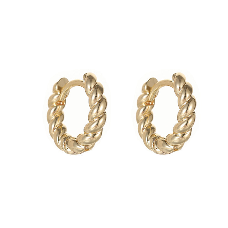 4 boucles d'oreilles créoles épaisses en cercles torsadés 14K GF Earing