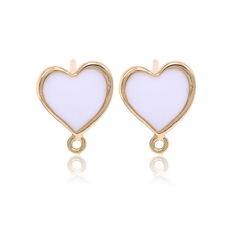 Boucles d'oreilles à 4 clous en forme de cœur avec boucle d'oreille ornée de coquillages 14 carats GF