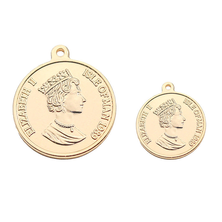 5 Queen Coin Charm Pendant 14K GF