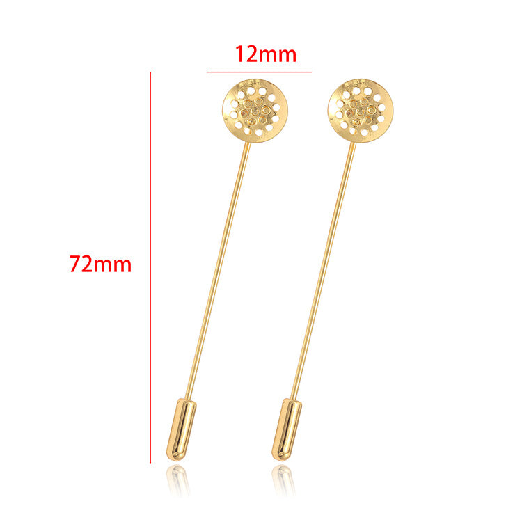 10 broches longues unies 14K GF, Cabochon plat creux, vierge