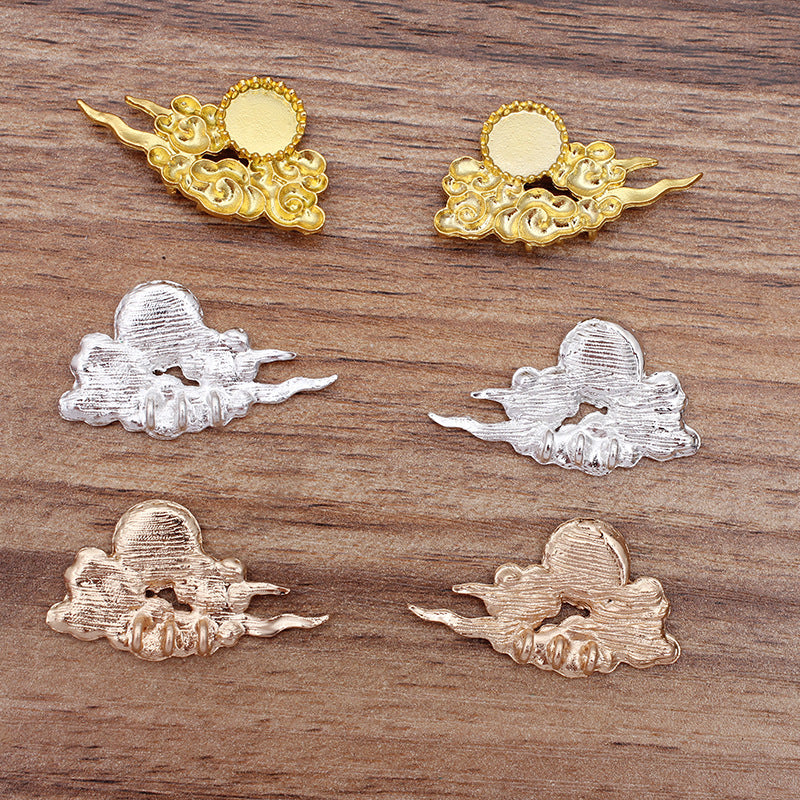 50 Cloud Charm Pendant 18KGP 10mm Round Cabochon Blank Base Gemstone Piece Setting