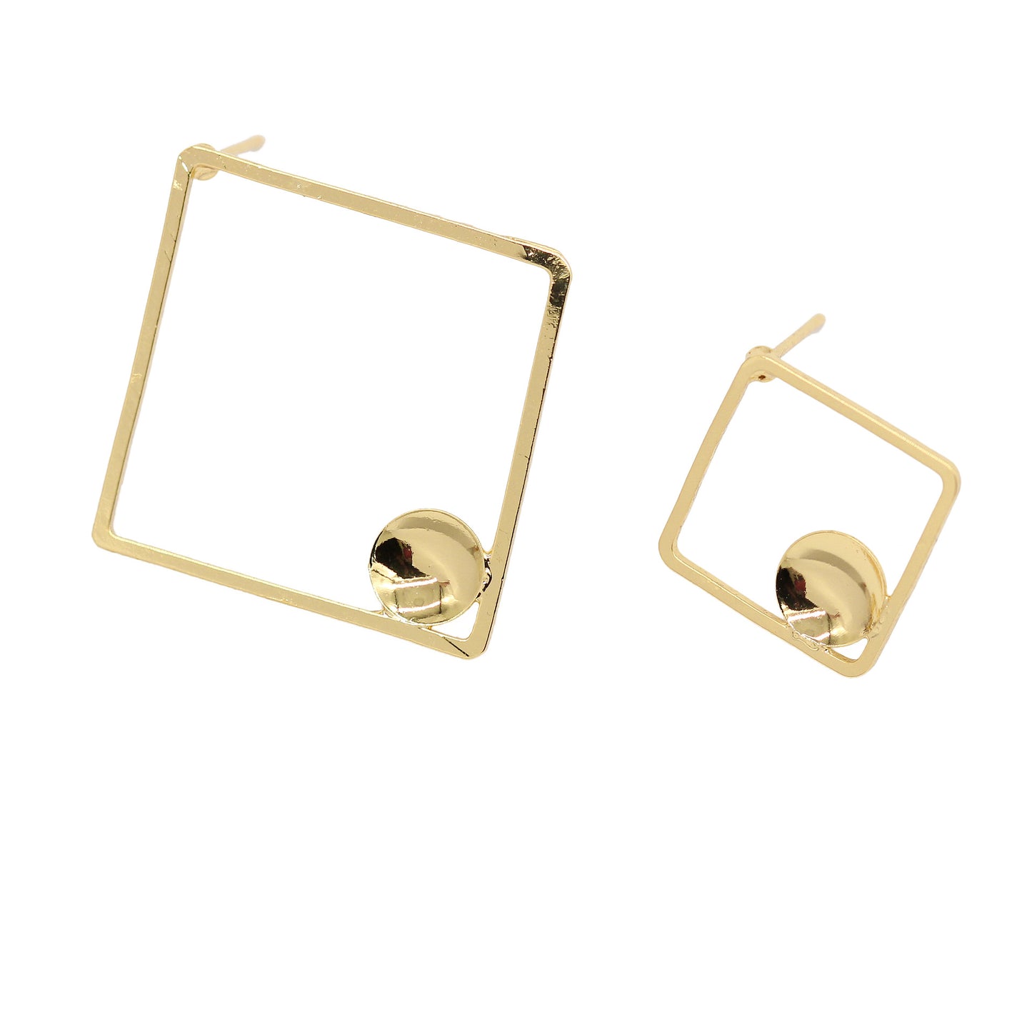 40 quadratische Kreis-Ohrstecker, 14 K GF, ohne Löcher, Perlen, blanko