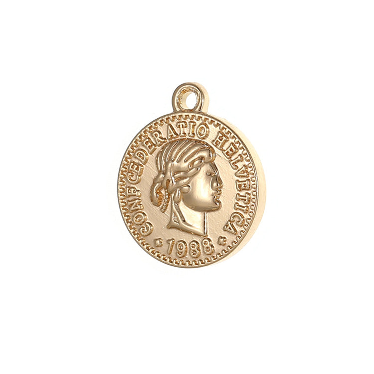 2 Queen Coin Prince Square Round Heart Diamond Tag Charm-Anhänger 14K GF