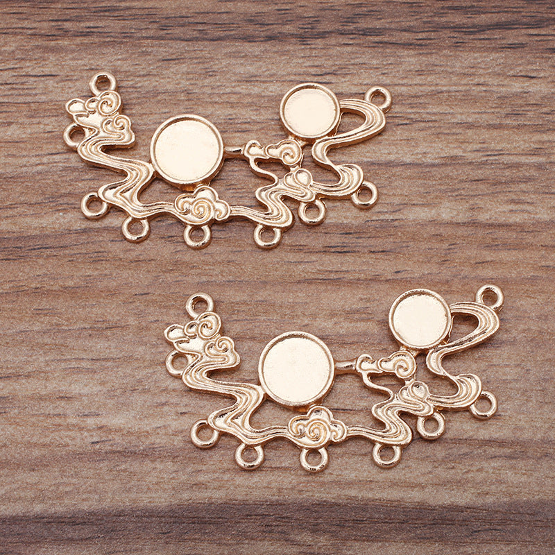 20 Multi Looped Cloud Charm Pendant 18KGP 8mm 10mm Round Cabochon Blank Base Gemstone Piece Setting