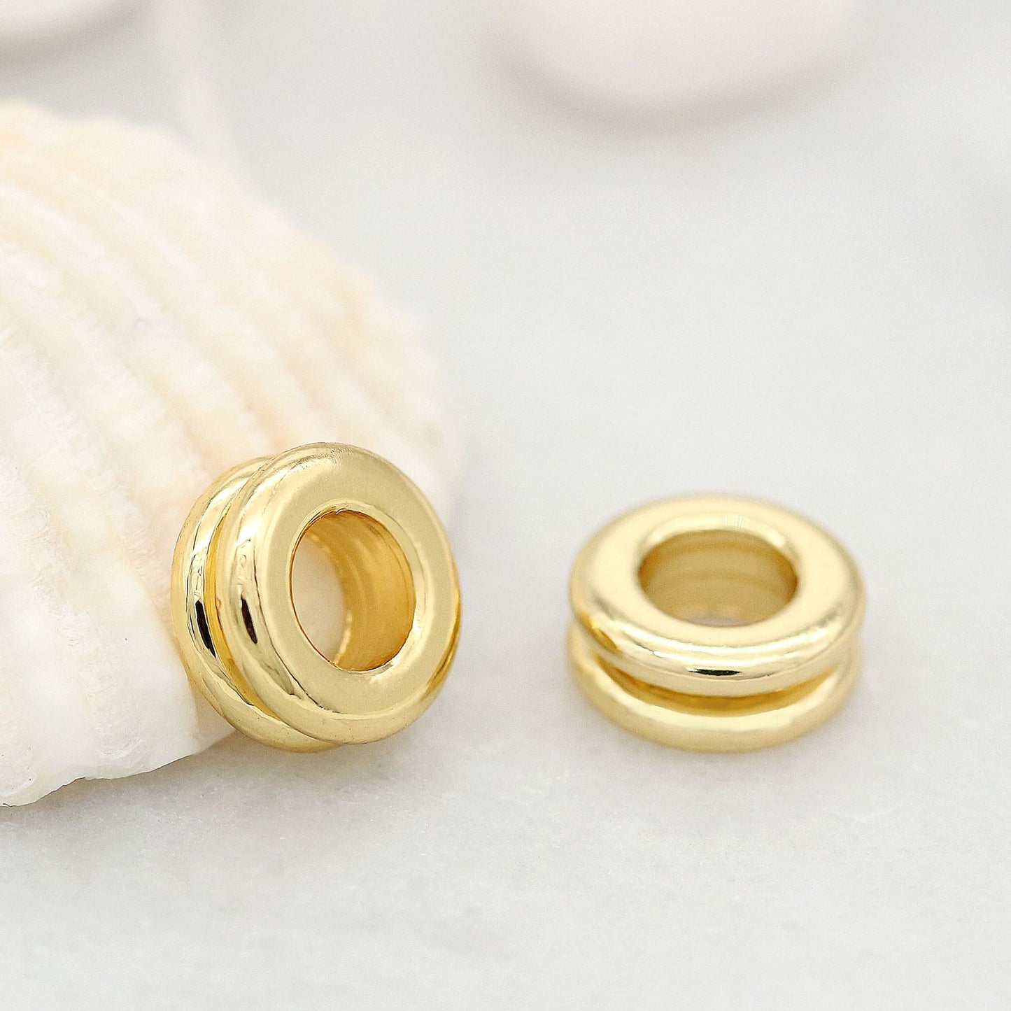 10 flache Roundelle Bead Charm 14K GF Beadwork Spacer