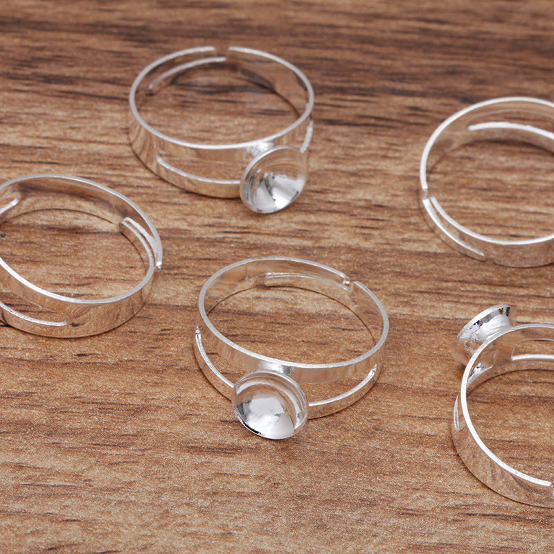 200 bague circulaire ouvrante 18KGP 8mm, perle ronde non poreuse, Base vierge, sertissage de pierres précieuses