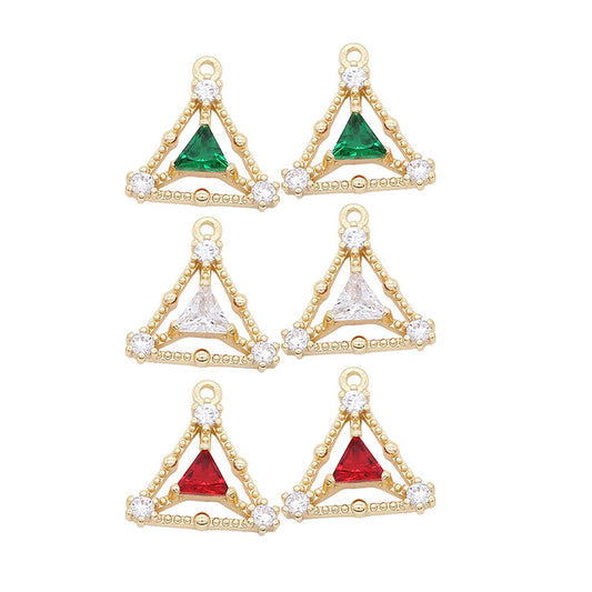 5 pendentif à breloque triangle creux orné de strass 14K GF
