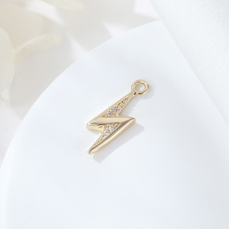 2 Feuilles Étoile Chat Flash Pomme Carré Hexagone Charme Pendentif Strass Embelli 14K GF