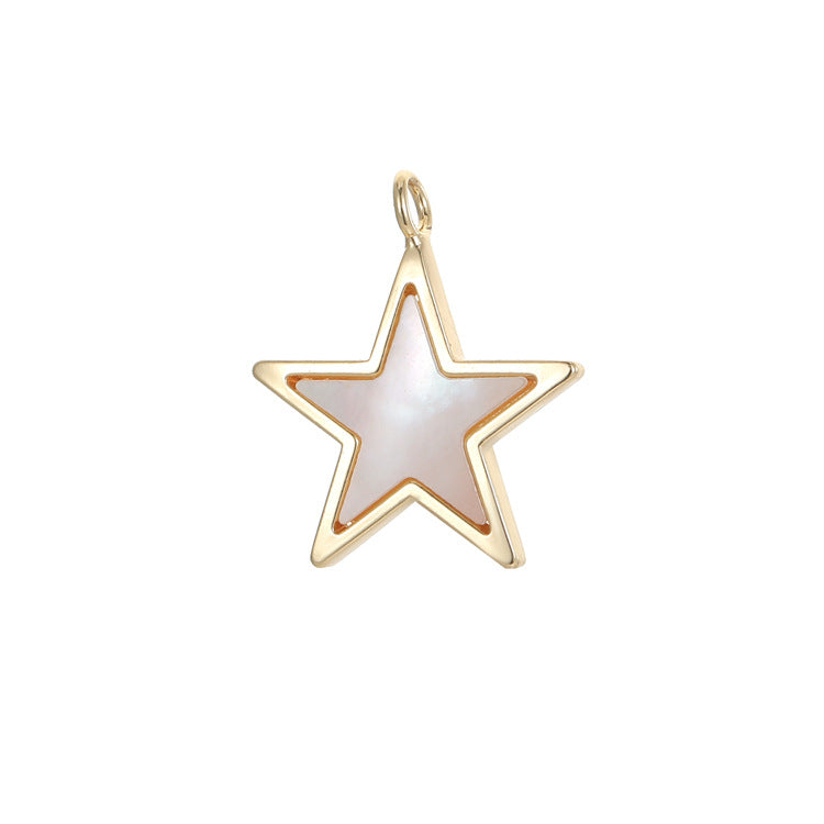 Pendentif à breloque papillon 2 étoiles 14K GF Shell embelli