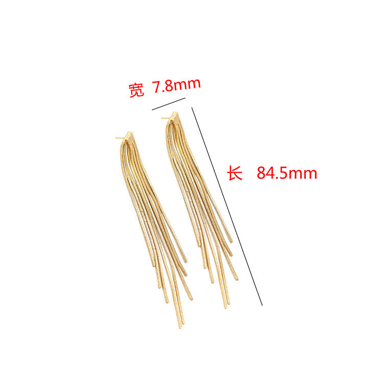 4 boucles d'oreilles à pampilles en chaîne serpent 14K GF Earing