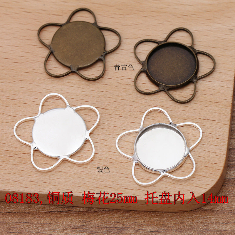 200 Eye Triangle Waterdrop Heart Star Floral Square Charm Pendant 18KGP 10mm 12mm 14mm Round Cabochon Blank Base Gemstone Piece Setting