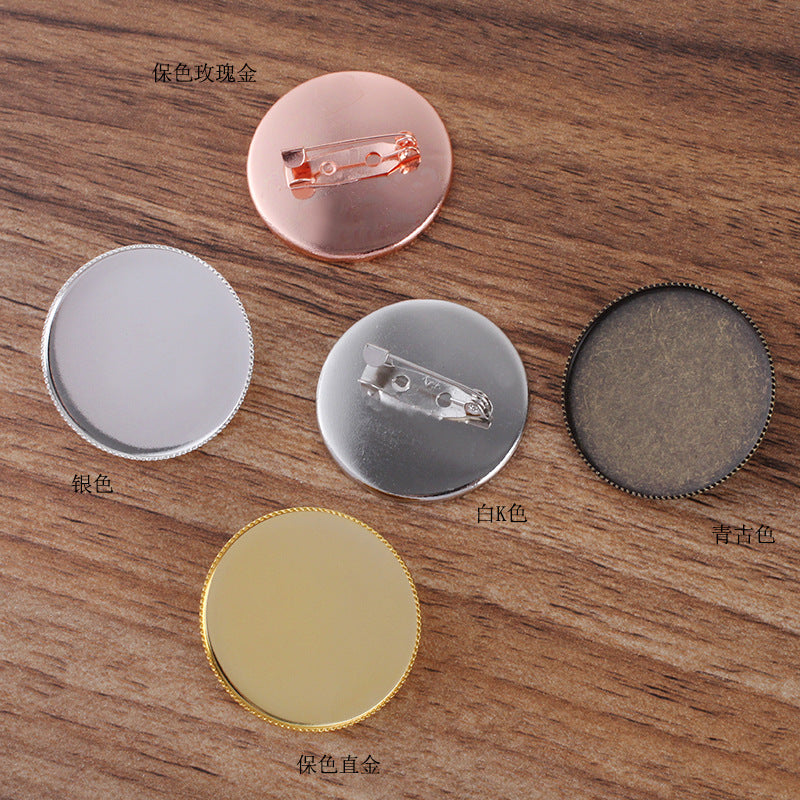 50 Serrated Edge Bezel Cup Safe Brooch Pin 18KGP 20mm 25mm 30mm Round Cabochon Blank Base Gemstone Piece Setting