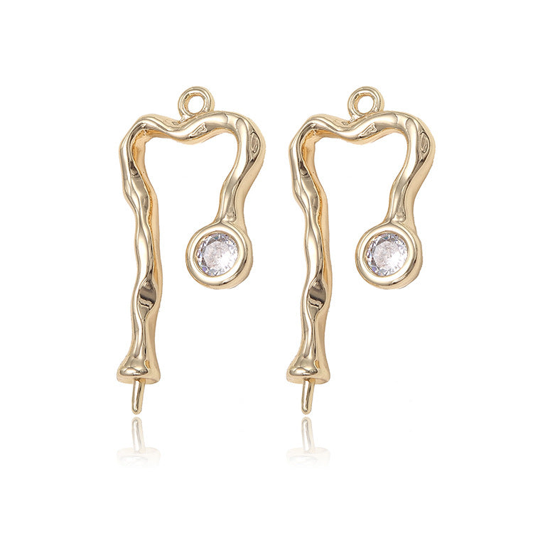 2 pendentifs à breloques en bâton courbé fondant strass embellis 14K GF perle à moitié percée perle vierge