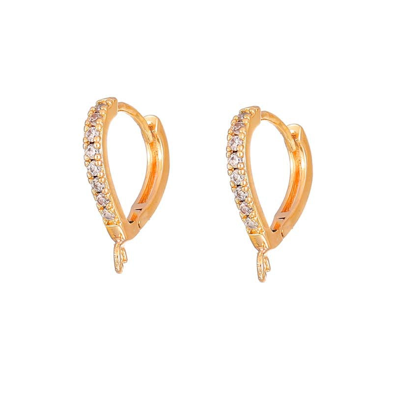 4 Round Hoop Earrings with Loop Rhinestone Embellished 14K GF Earing