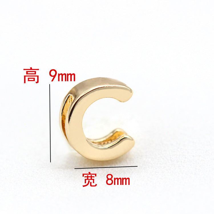 10 trous larges Alphabet plat perle ceinture charme 14K GF perles entretoise