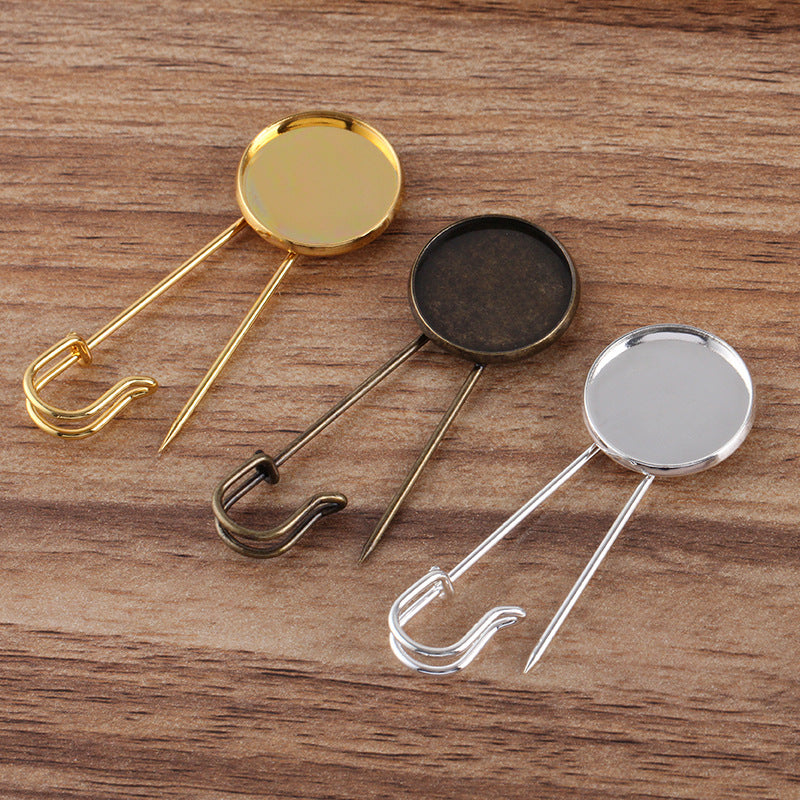 20 broches de sécurité à bord uni, Bronze Antique, cabochon rond de 20mm, 25mm, Base vierge, réglage des pierres précieuses