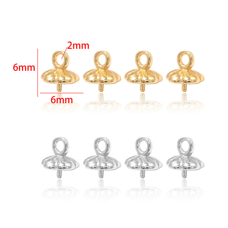 10 Pinch Bails 14K GF Pendant Top Connector Half Drilled Pearl Bead Blank