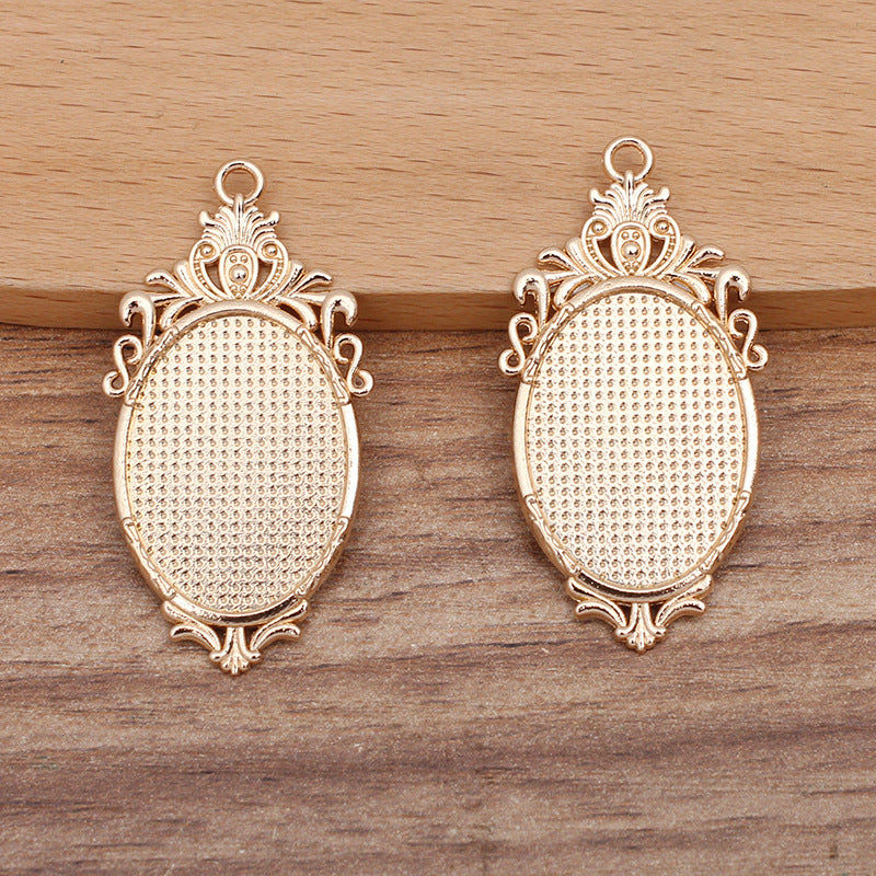 50 Oval Charm Pendant 18KGP 18x25mm Cabochon Blank Base Gemstone Piece Setting