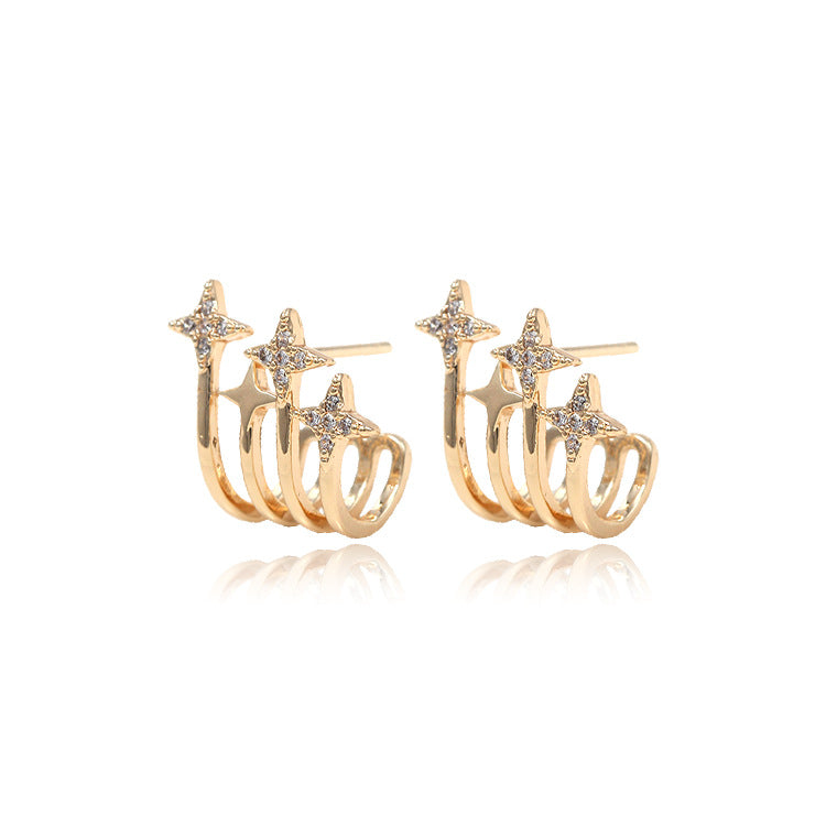 4 florale Meerjungfrauen-Walschwanz-Stern-Ohrstecker, mit Strass verziert, 14K GF-Ohrring, halbgebohrte Perle, Rohling