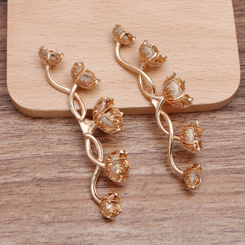 10 Multi Floral Charm Haarband-Schnalle 18KGP 6-10mm runde, porenfreie Perlen-Rohling-Basis-Edelstein-Perlen-Fassung